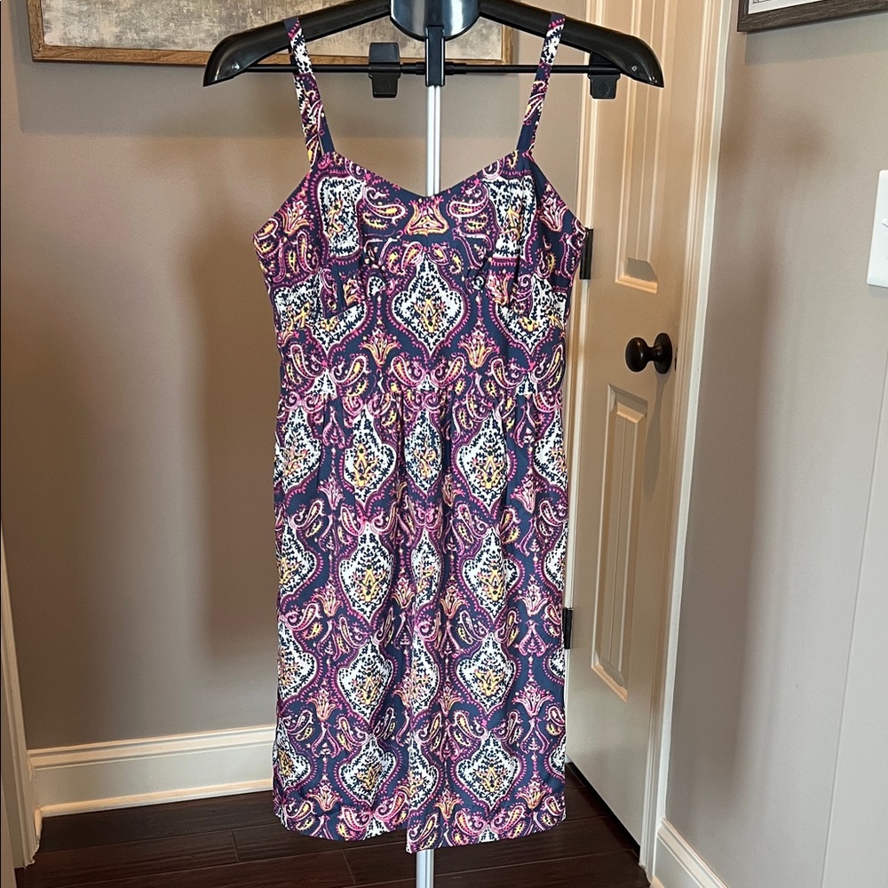 J. Crew Purple and White Patterned Dress